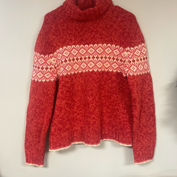 GAP Sweaters - GAP 100% Lambs’ Wool Sweater Festive Thick Knit Cowl  Neck Turtleneck,  Large